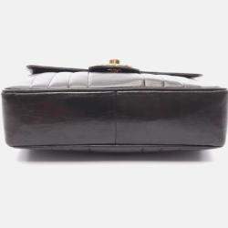 Pre Owned Chanel Mademoiselle Deca Black Lambskin Leather Crossbody Bag