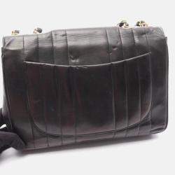 Pre Owned Chanel Mademoiselle Deca Black Lambskin Leather Crossbody Bag