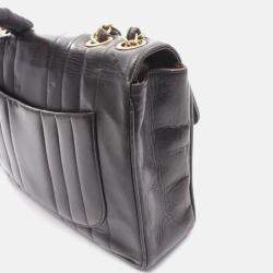 Pre Owned Chanel Mademoiselle Deca Black Lambskin Leather Crossbody Bag