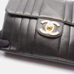 Pre Owned Chanel Mademoiselle Deca Black Lambskin Leather Crossbody Bag