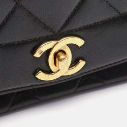 Pre Owned Chanel Matelasse Diana Black Lambskin Flap Chain Shoulder Bag GHW