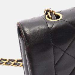 Pre Owned Chanel Matelasse Diana Black Lambskin Flap Chain Shoulder Bag GHW