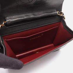 Pre Owned Chanel Mini Matelasse Black Leather Full Flap Chain Shoulder Bag GHW