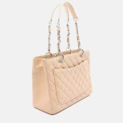 Pre Owned Chanel Matelasse GST Beige Calfskin Chain Tote
