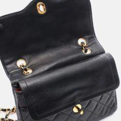 Pre Owned Chanel Matelasse Paris Limited Black Lambskin Double Flap Chain Shoulder Bag