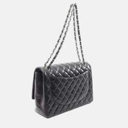 Pre Owned Chanel Jumbo Matelasse 34 Chain Shoulder Bag Lambskin Black
