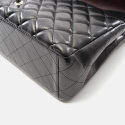 Pre Owned Chanel Jumbo Matelasse 34 Chain Shoulder Bag Lambskin Black