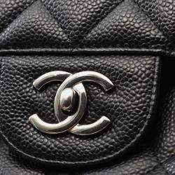 Pre Owned Chanel Jumbo Matelasse 30 Double Flap Chain Shoulder Bag Calfskin Blk