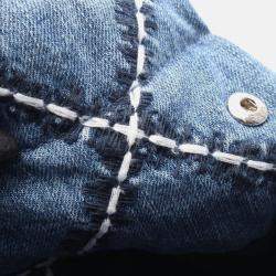 Pre Owned Chanel 22 Chain Shoulder Tote Bag Denim Leather Navy