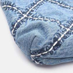 Pre Owned Chanel 22 Chain Shoulder Tote Bag Denim Leather Navy