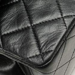 Pre Owned Chanel Black Medium Classic Lambskin Double Flap Bag