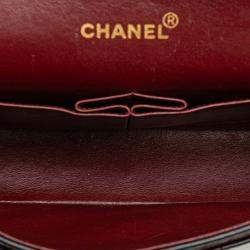 Pre Owned Chanel Black Medium Classic Lambskin Double Flap Bag