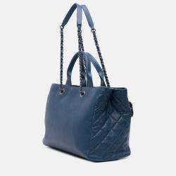 Pre Owned Chanel Burgundy Large Caviar and Tweed Coco Break Shopping Tote