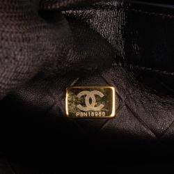 Pre Owned Chanel Black CC Quilted Calfskin Round Moon Messenger Flap