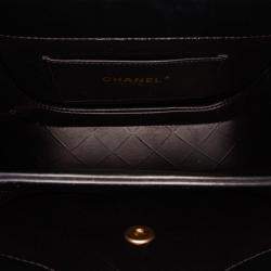 Pre Owned Chanel Black CC Quilted Calfskin Round Moon Messenger Flap