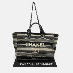 Pre Owned Chanel Multicolor Striped Fabric Large Deauville Shopper Tote