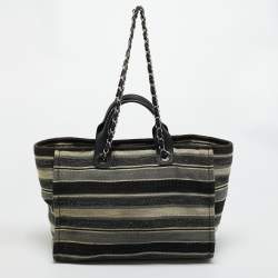 Pre Owned Chanel Multicolor Striped Fabric Large Deauville Shopper Tote