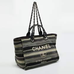 Pre Owned Chanel Multicolor Striped Fabric Large Deauville Shopper Tote