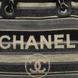 Pre Owned Chanel Multicolor Striped Fabric Large Deauville Shopper Tote