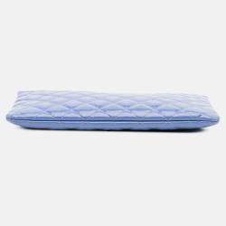 Pre Owned Chanel Blue Medium Quilted Patent O Case Clutch