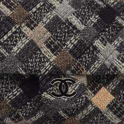 Pre Owned Chanel Black/Grey Tweed Patchwork CC Accordion Vintage Flap Bag