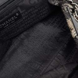 Pre Owned Chanel Black/Grey Tweed Patchwork CC Accordion Vintage Flap Bag