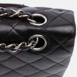 Pre Owned Chanel Black Medium Classic Lambskin Double Flap