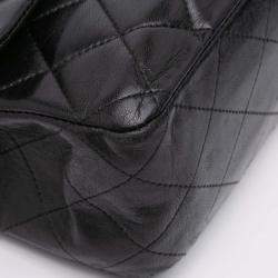 Pre Owned Chanel Black Medium Classic Lambskin Double Flap