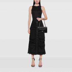 Pre Owned Chanel Black Medium Classic Lambskin Double Flap