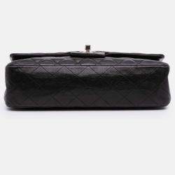 Pre Owned Chanel Black Medium Classic Lambskin Double Flap