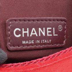 Pre Owned Chanel Red Paris Salzburg Mini Quilted Glazed Calfskin and Felt Edelweiss Flower Flap