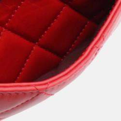 Pre Owned Chanel Red Paris Salzburg Mini Quilted Glazed Calfskin and Felt Edelweiss Flower Flap