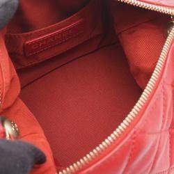 Pre Owned Chanel Red Small Quilted Lambskin Perfect Meeting Hobo