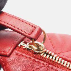 Pre Owned Chanel Red Small Quilted Lambskin Perfect Meeting Hobo