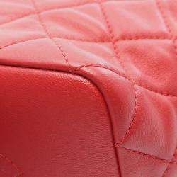 Pre Owned Chanel Red Small Quilted Lambskin Perfect Meeting Hobo