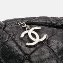 Pre Owned Chanel Black Quilted Lambskin Hidden Chain Bowler Bag