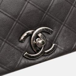 Pre Owned Chanel Grey Paris Edinburgh Medium Embossed Calfskin New Chic Flap
