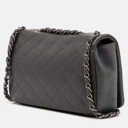 Pre Owned Chanel Grey Paris Edinburgh Medium Embossed Calfskin New Chic Flap