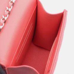 Pre Owned Chanel Pink CC Quilted Caviar Phone Holder with Chain