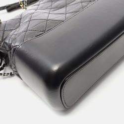 Pre Owned Chanel Gabrielle Large Black Leather Hobo Bag