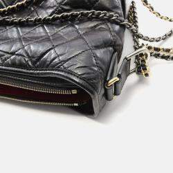 Pre Owned Chanel Gabrielle Large Black Leather Hobo Bag