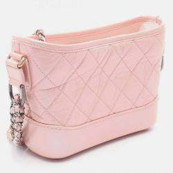 Pre Owned Chanel Gabrielle Small Pink Leather Hobo Bag
