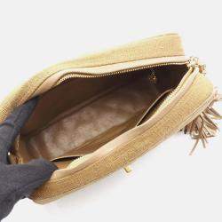 Pre Owned Chanel CC Khaki Fabric Shoulder Bag 