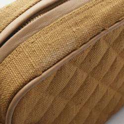 Pre Owned Chanel CC Khaki Fabric Shoulder Bag 