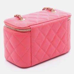 Pre Owned Chanel Vanity Pink Calfskin Shoulder Bag
