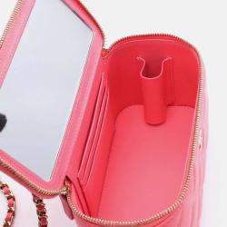 Pre Owned Chanel Vanity Pink Calfskin Shoulder Bag
