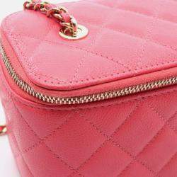 Pre Owned Chanel Vanity Pink Calfskin Shoulder Bag