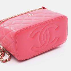 Pre Owned Chanel Vanity Pink Calfskin Shoulder Bag
