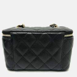 Pre Owned Chanel Vanity Mini Black Caviar Leather Shoulder Bag