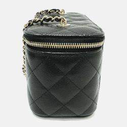Pre Owned Chanel Vanity Mini Black Caviar Leather Shoulder Bag